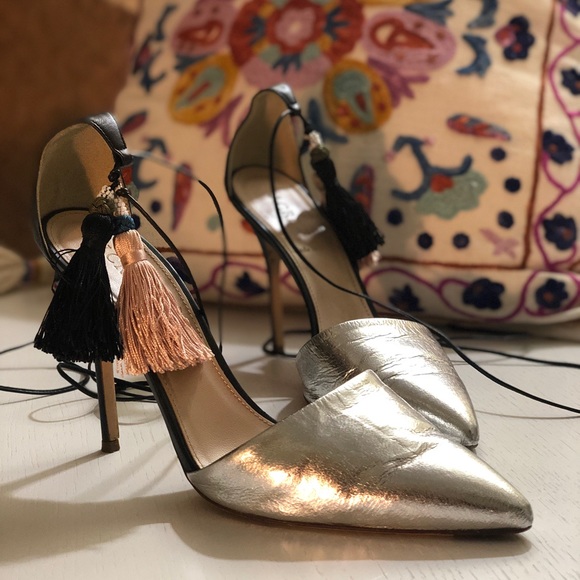 J. Crew Shoes - J.Crew tasseled silver stilettos va va voom